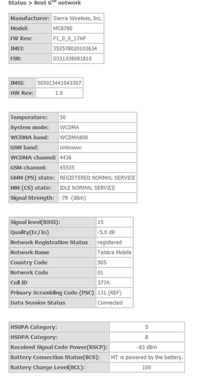 3G9WT web interface