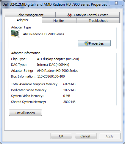 Windows 7 Display Property and HD7970 Catalyst Drivers - Press Launch edition based on Catalyst 11.12