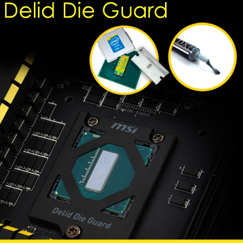 MSI Z97 motherboard features a die guard to protect delidded Intel CPU