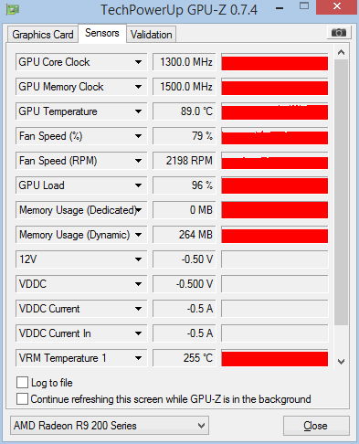 MSI R9 270X HAWK overclock 1300 MHz bitcoin guiminer opencl GPU-Z power temperature voltage clocks boost