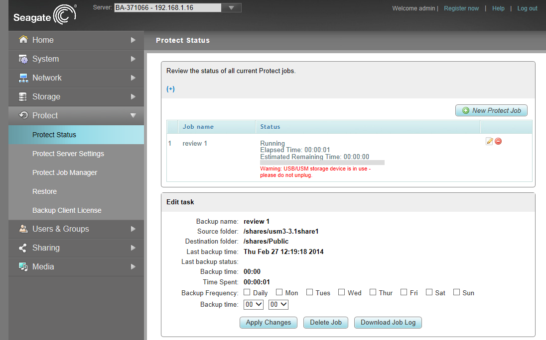 Seagate Business NAS Backup benchmark