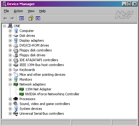Device Manager - 1394 Net Adapter driver